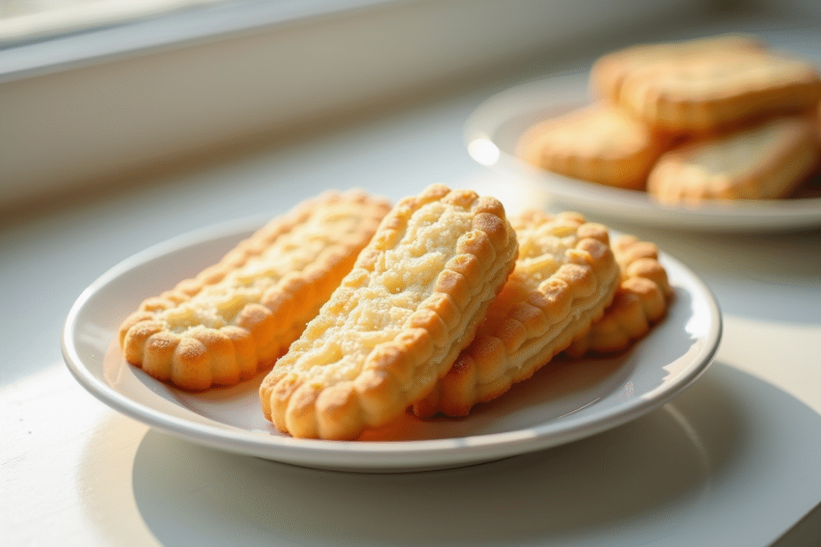 Biscuits ladyfinger frais sur une assiette blanche
