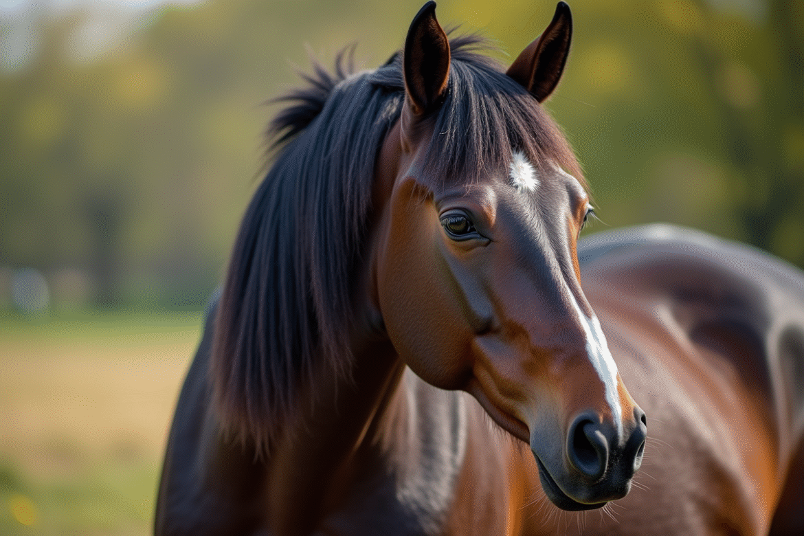 Portrait d'un cheval akhal teke à la robe métallique