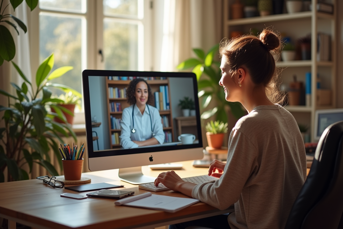 Professeur en ligne donnant une leçon depuis chez lui