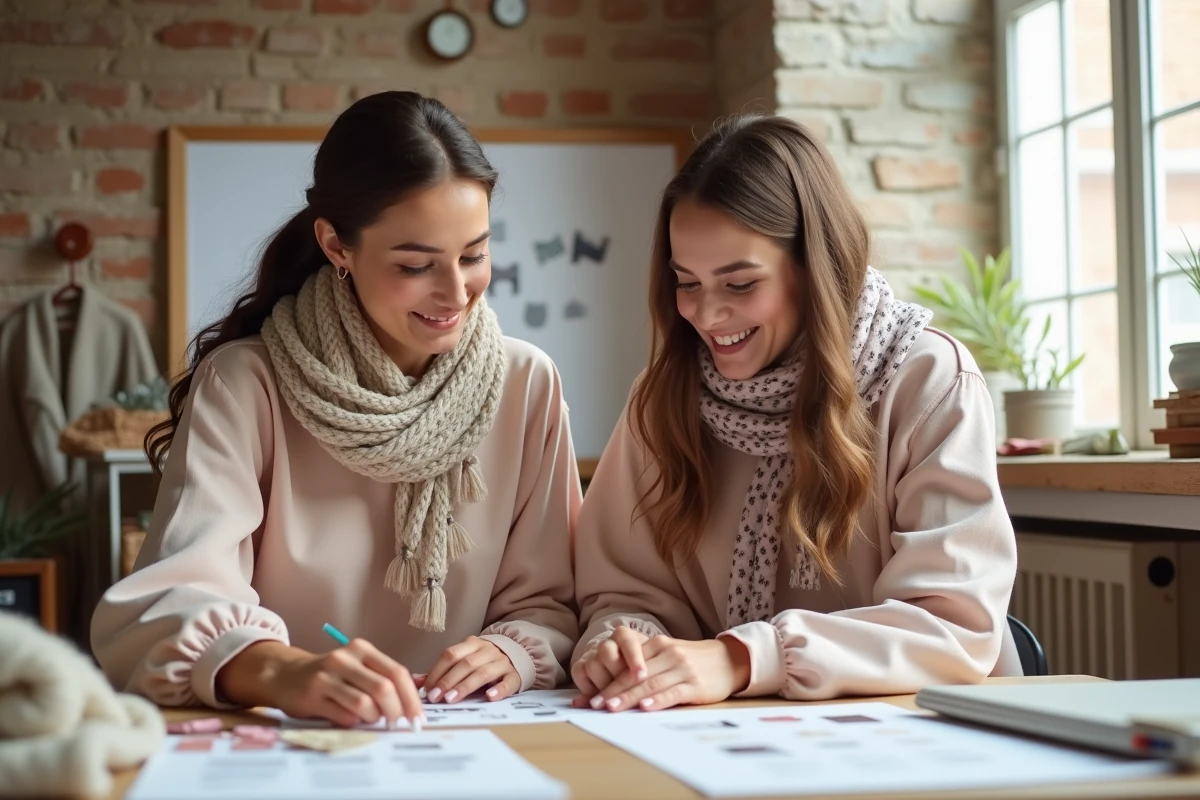 Jeunes femmes créatives collaborant sur un mood board