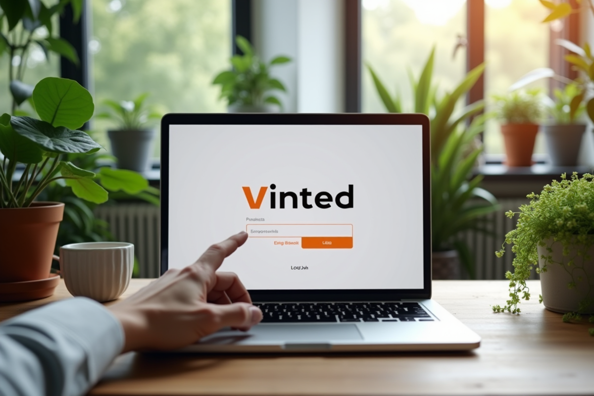 Espace de travail moderne avec logo Vinted et plantes vertes