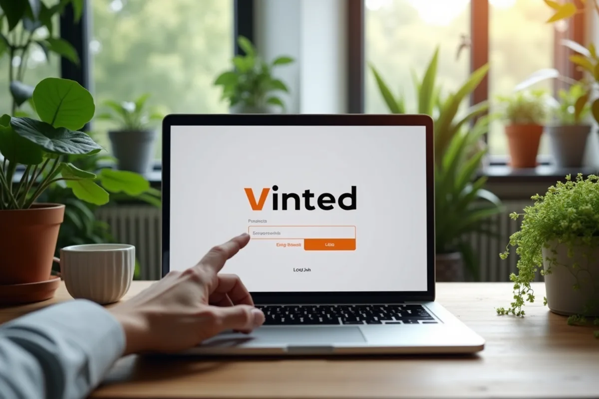 Espace de travail moderne avec logo Vinted et plantes vertes