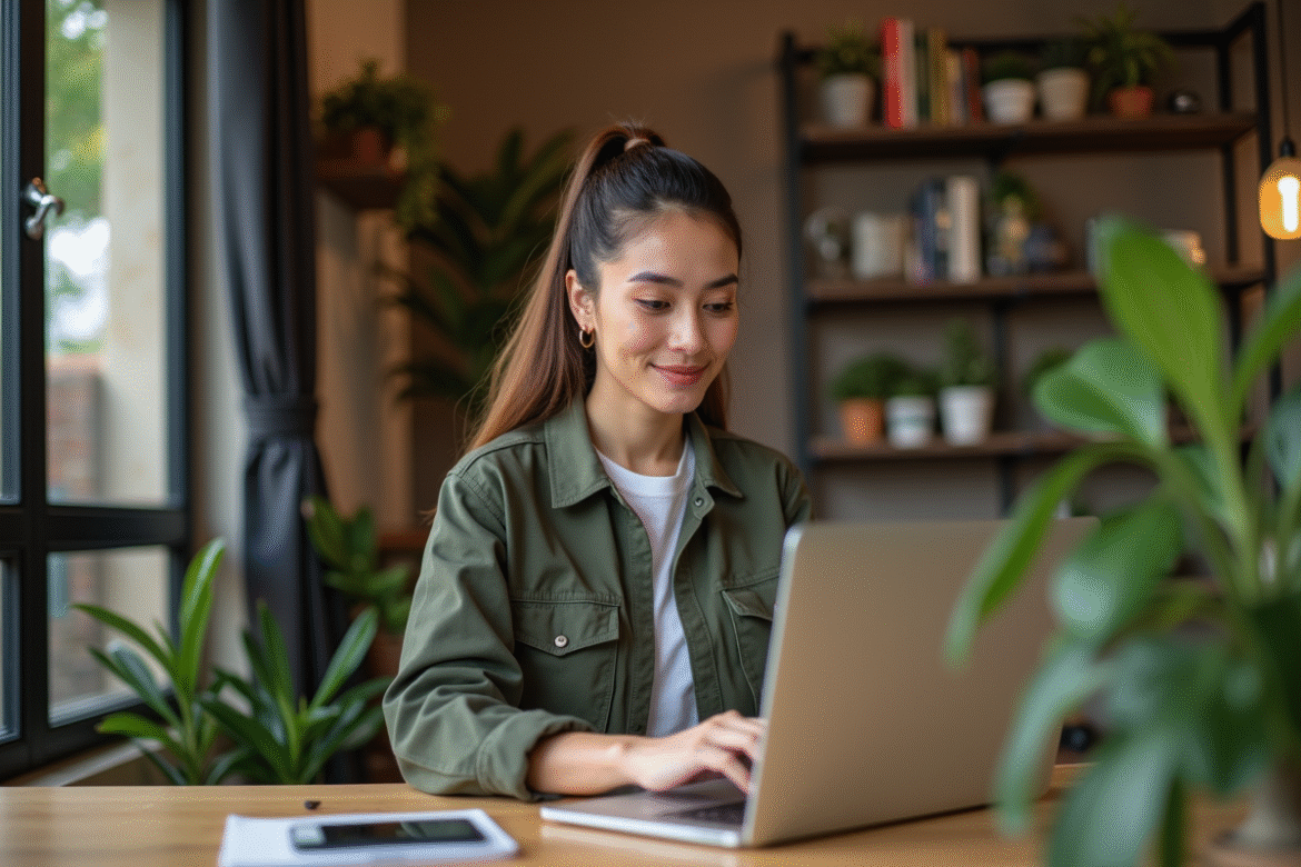 Femme en tenue de travail dans un bureau moderne