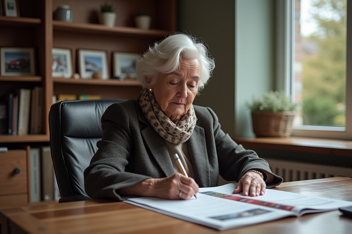 Femme âgée remplissant formulaire d
