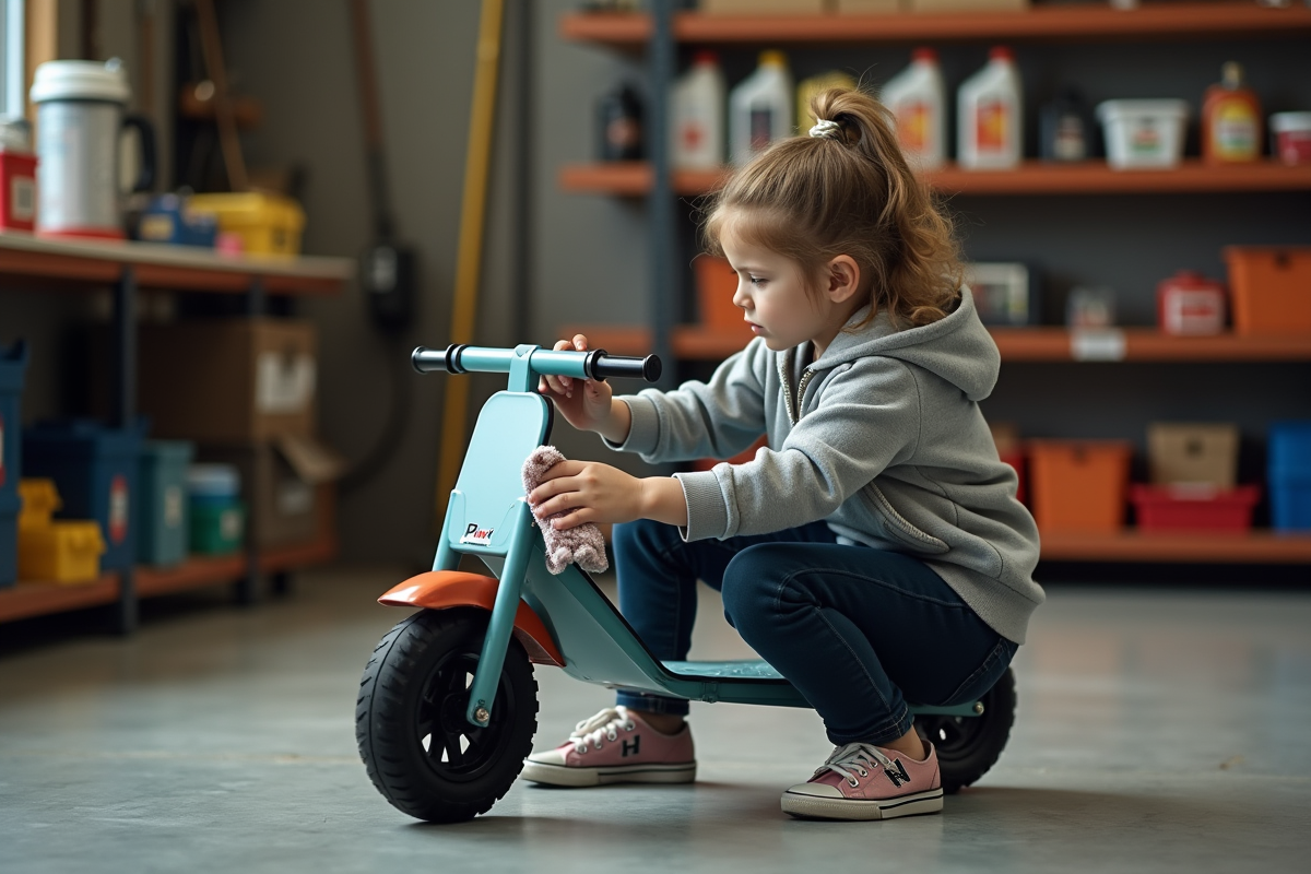 Fille nettoyant le siège d