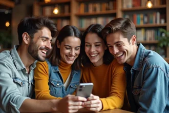 Groupe de jeunes chanteurs dans un café convivial