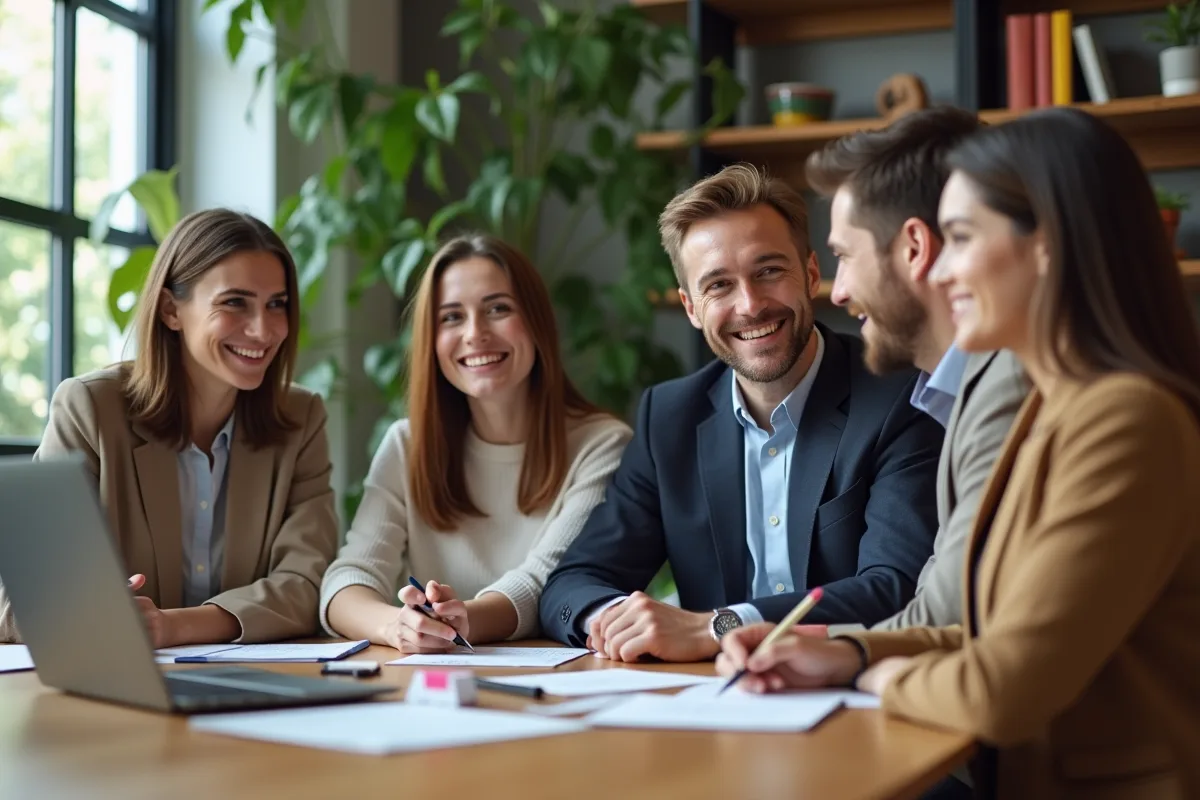 Groupe diversifié de collègues en réunion de travail