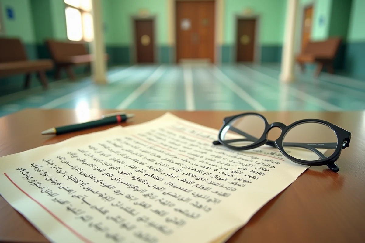 Tableau des horaires de prière affiché dans une mosquée française avec texte en arabe et en français